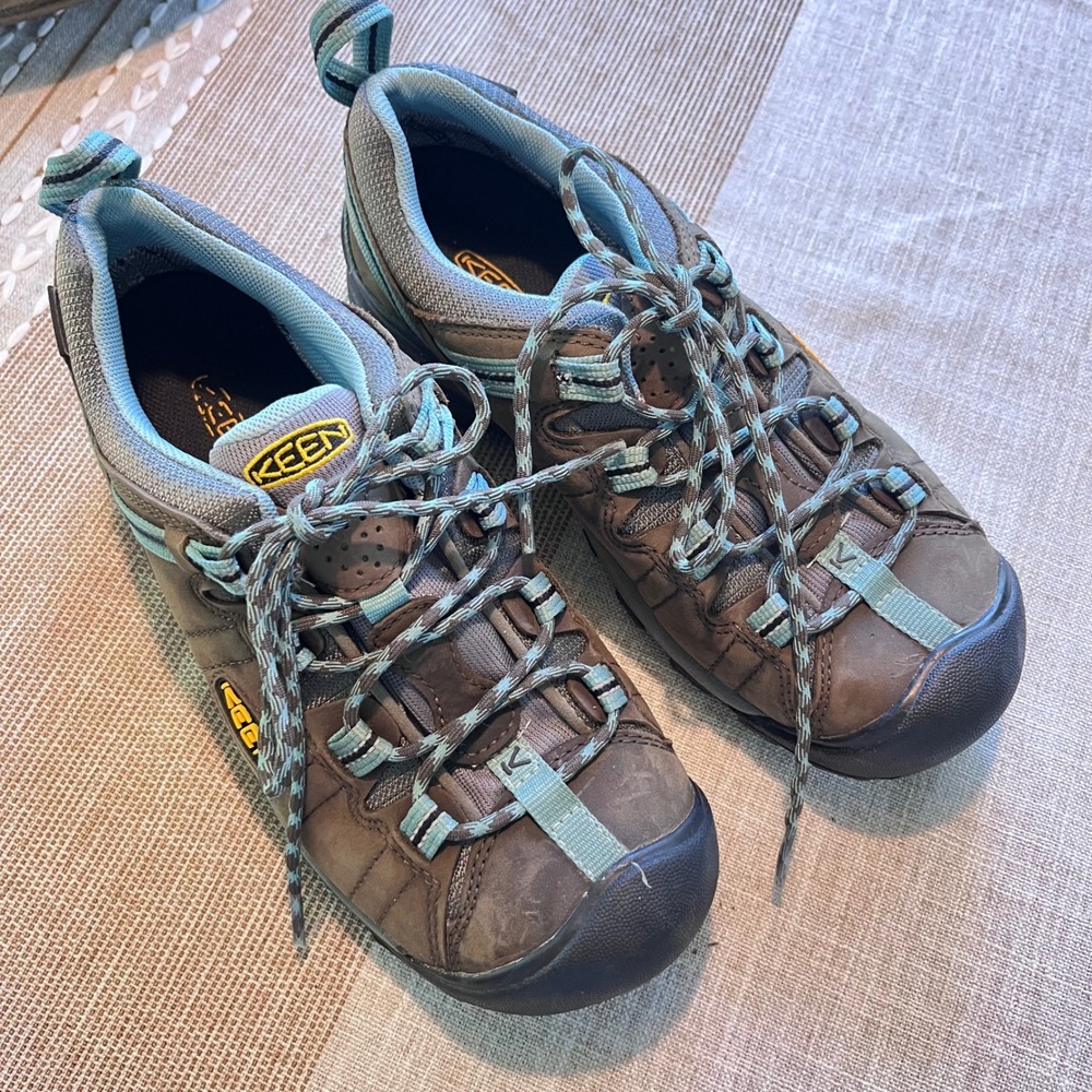 KEEN Targhee II Waterproof Hiking Shoes Brown Blue Low Top 1012244 Womens 9